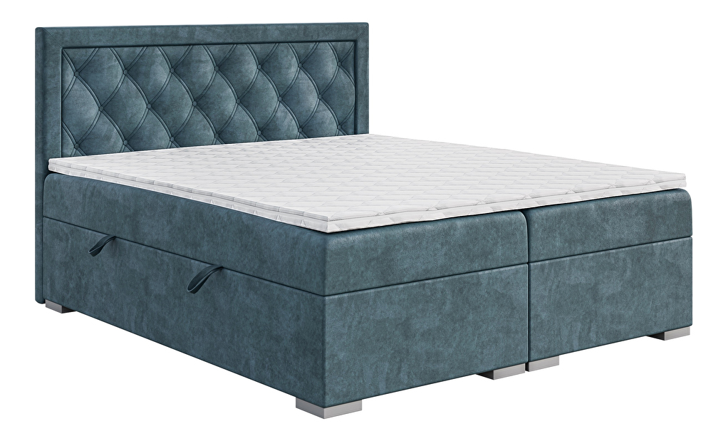Kontinentální postel 120 cm Maximilian (džínová modrá) (s matrací a úl. prostorem)
