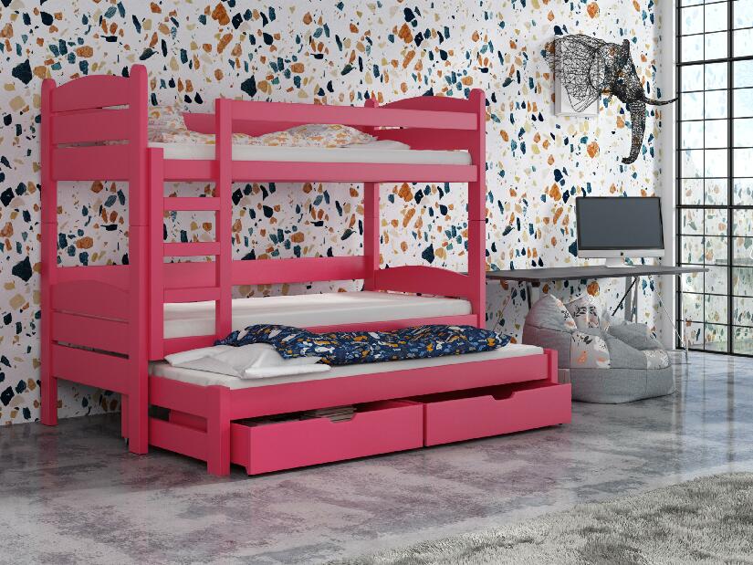 Dětská patrová postel 90 cm Celsa (růžová)