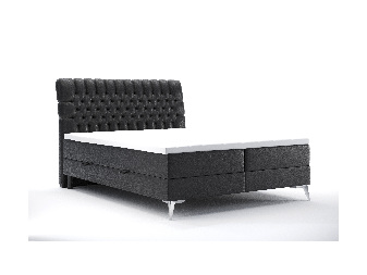 Kontinentální postel 180 cm Molera (černá ekokůže) (s úložným prostorem)