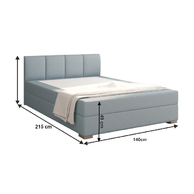 Manželská postel Boxspring 140 cm Rhoni (mentolová) (s roštem, matrací a úl. prostorem)