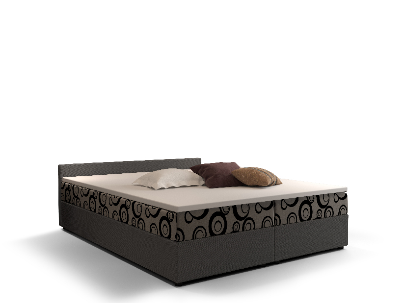 Manželská postel Boxspring 160 cm Ceren (vzor + tmavě šedá) (s matrací a úložným prostorem)