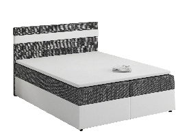 Manželská postel  Boxspring 160x200 cm Mimosa (s roštem a matrací) (bílá + tmavě šedá)
