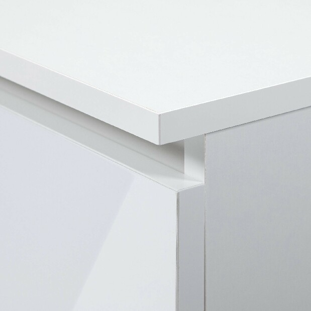 Noční stolek Caelum (bílá + bílý lesk)