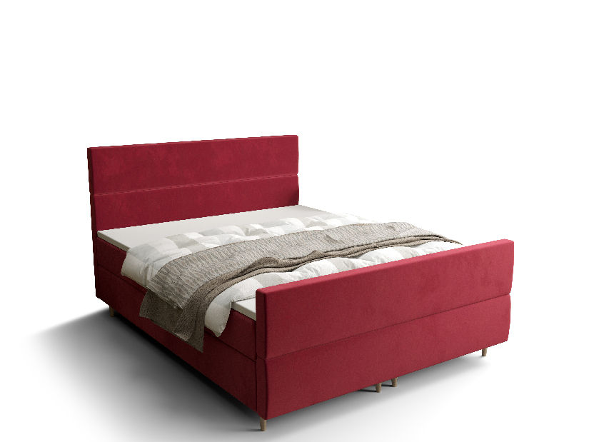 Manželská posteľ Boxspring 180 cm Flu plus (bordová) (s matracom a úložným priestorom)