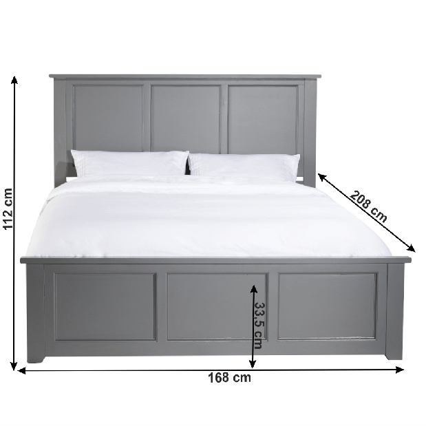 Manželská postel 160 cm Mino (šedá)