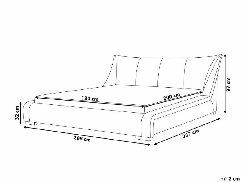 Manželská postel 180 cm NICE (s roštem) (šedá)
