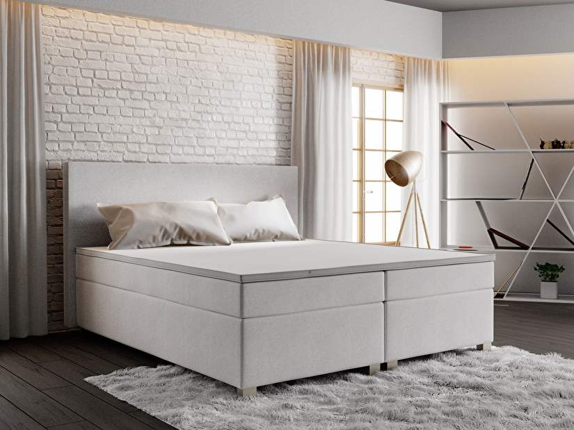 Manželská postel Boxspring 160 cm Simon Comfort (béžová) (s matrací, bez úložného prostoru)