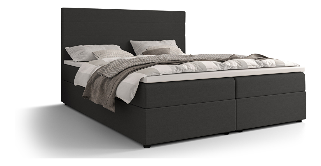 Manželská postel Boxspring 140 cm Locos Comfort (tmavě šedá) (s matrací a úložným prostorem)
