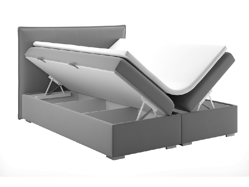 Kontinentální postel 140 cm Carla (šedá)(s úložným prostorem)