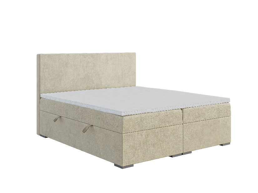 Manželská postel Boxspring 140 cm Lemmy (světlobéžová) (s matrací a úl. prostorem)