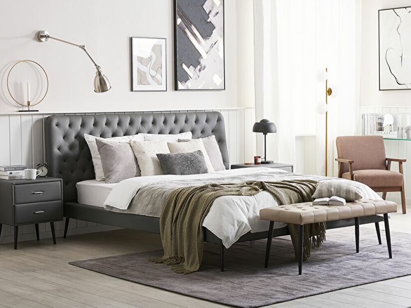 Manželská postel 180 cm ESONNA (s roštem) (šedá)
