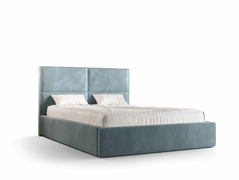 Manželská postel 160 cm Alfonso (modrá) (s roštem a úložným prostorem)