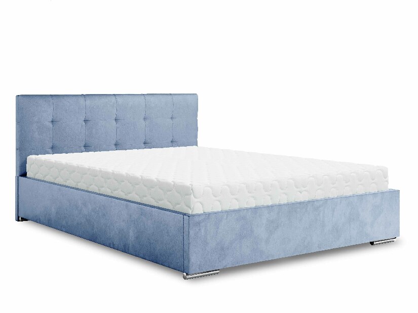 Manželská postel 140 cm Hermila (světle modrá) (s roštem a úložným prostorem)