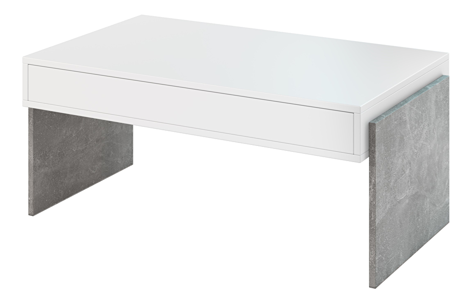 Konferenční stolek Zantra (bílá + kámen)
