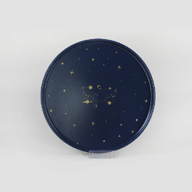 Sada mělkých talířů (4 ks.) Shitake (tmavě modrá + zlatá)