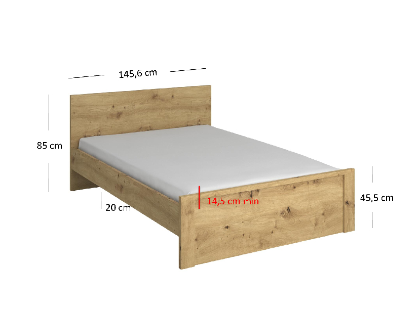 Manželská postel 120 cm Andra (dub artisan) (bez roštu a matrace) *výprodej