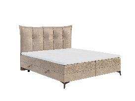 Manželská postel Boxspring 160 cm Foxtrot (světlobéžová) (s matrací a úl. prostorem)