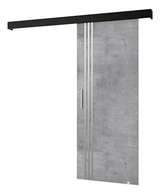 Posuvné dveře 90 cm Sharlene VI (beton + černá matná + stříbrná)