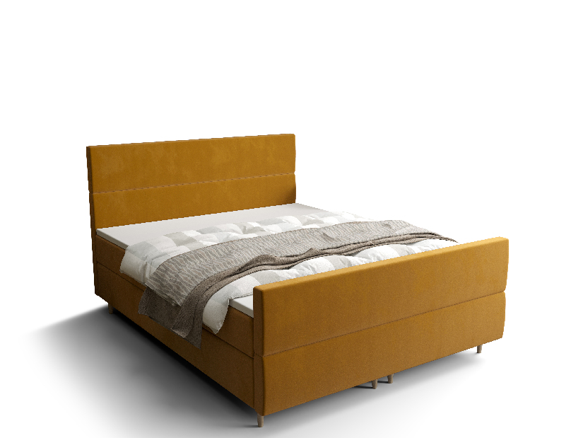 Manželská postel Boxspring 160 cm Flu plus (zlatá) (s matrací a úložným prostorem)