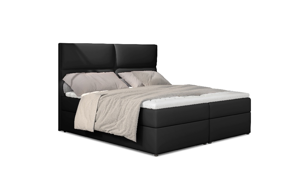 Kontinentální postel 185 cm Alyce (černá) (s matracemi)