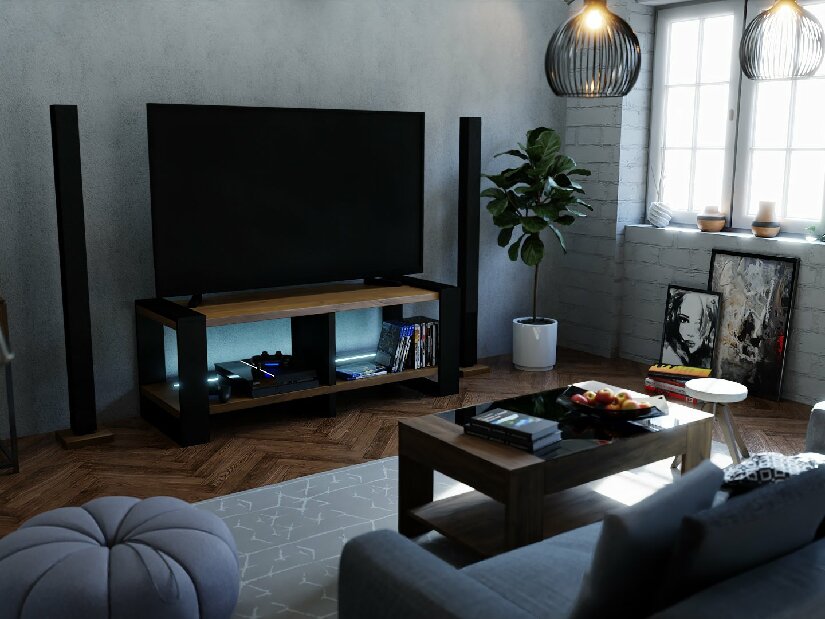 TV stolek Nicolas (dub craft) (s RGB LED osvětlením)