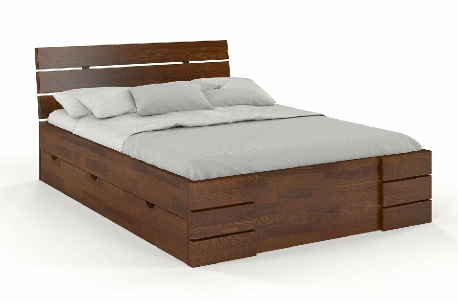 Manželská postel 200 cm Naturlig Lorenskog High Drawers (borovice)