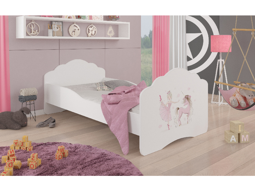 Dětská postel 140x70 cm Cassi (S roštem a matrací) (víla a koník)