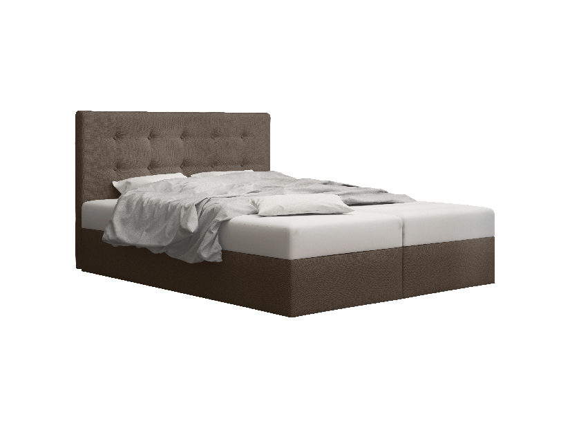 Manželská postel Boxspring 160 cm Duel 1 Comfort (hnědá) (s matrací a úložným prostorem)