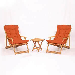Sada zahradního stolu a židlí (3 kusy) Minnie (oranžová + přírodní)