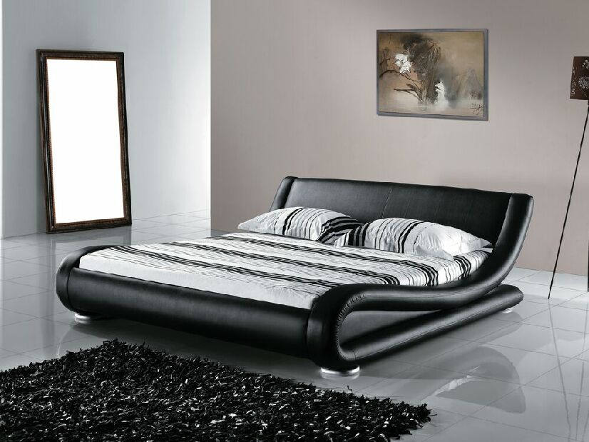 Manželská postel 140 cm AVENUE (s roštem) (černá)