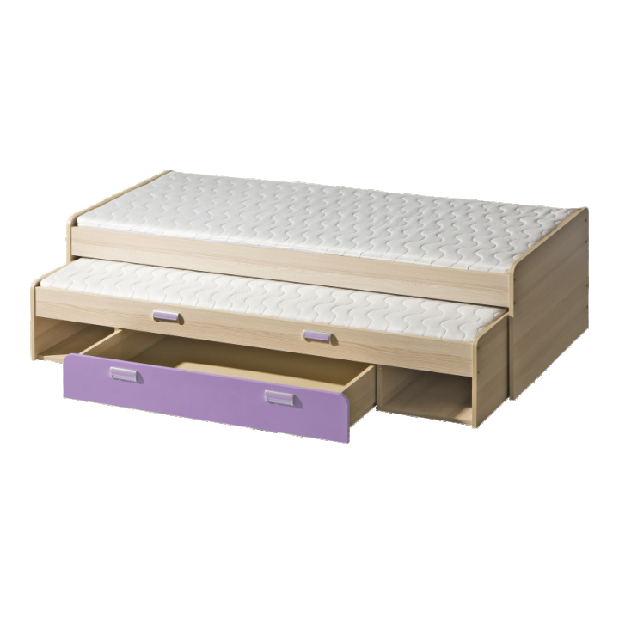 Rozkládací postel 80 cm Echo L16 fialová (se dvěma matracíi a rošty) *výprodej