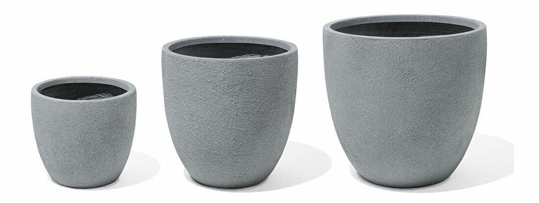 Set 3 ks. květináčů KERMAN (keramika) (šedá)
