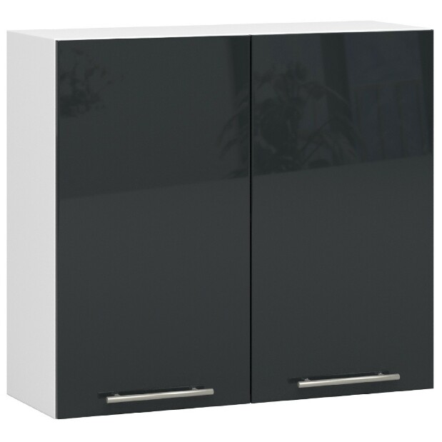 Horní kuchyňská skříňka Ozara W80 H720 (bílá + grafit lesk)