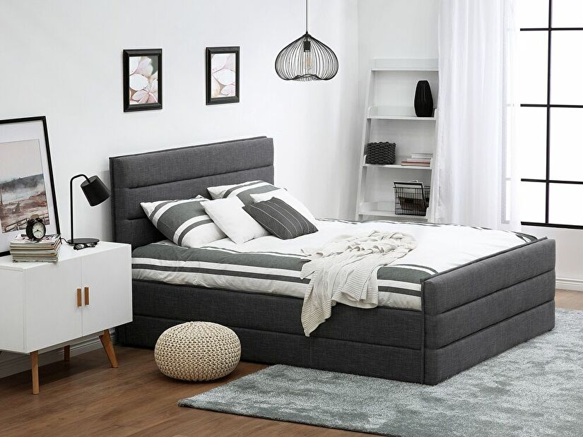 Manželská postel 160 cm VALDO (s roštem) (tmavě šedá)