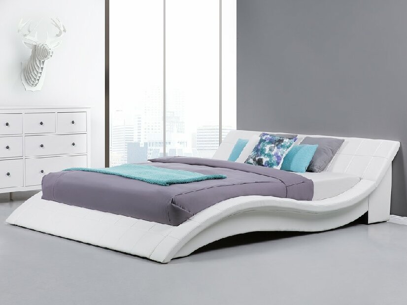 Manželská postel 180 cm VICHA (s roštem) (bílá)
