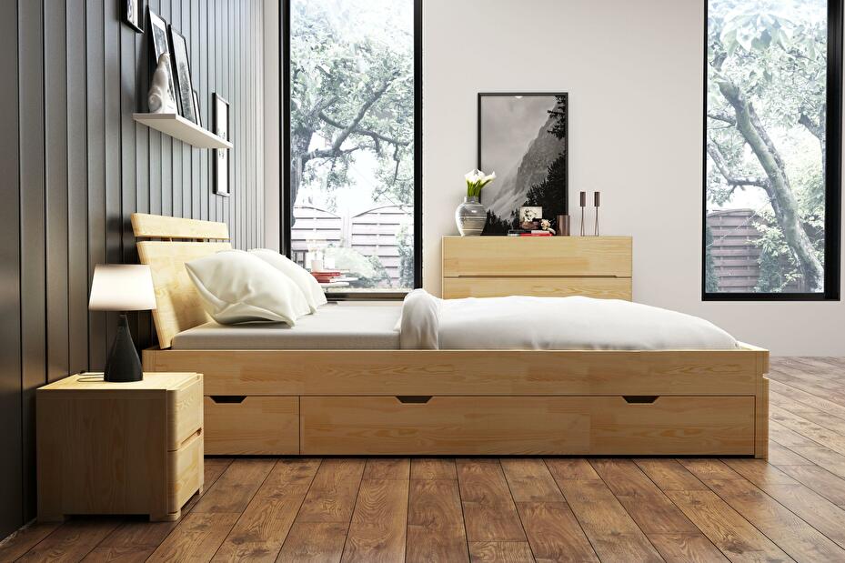 Manželská postel 160 cm Naturlig Bavergen Maxi DR (borovice) (s roštem a úl. prostorem)