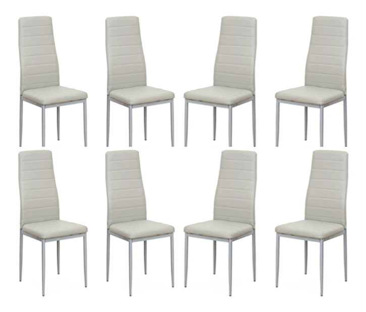 Set 8 ks. jídelních židlí Coleta nova (světlešedá ekokůže)