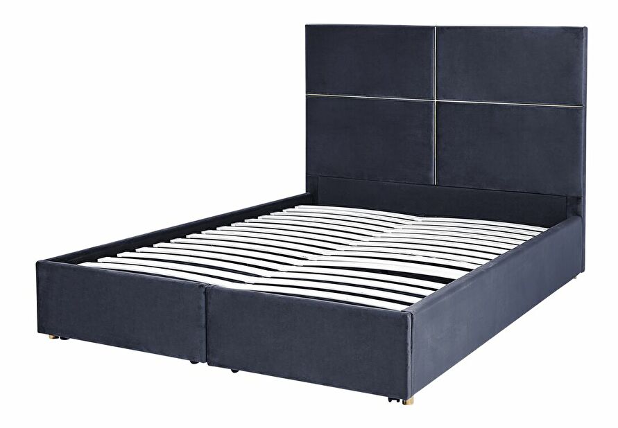 Manželská postel 140 cm Vissarion (černá) (s roštem a úložným prostorem)