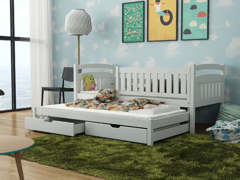 Dětská postel 90 cm GLYNDA (s roštem a úl. prostorem) (bílá) *výprodej
