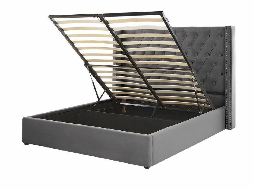 Manželská postel 160 cm LUBECK (polyester) (šedá) (s roštem) *výprodej