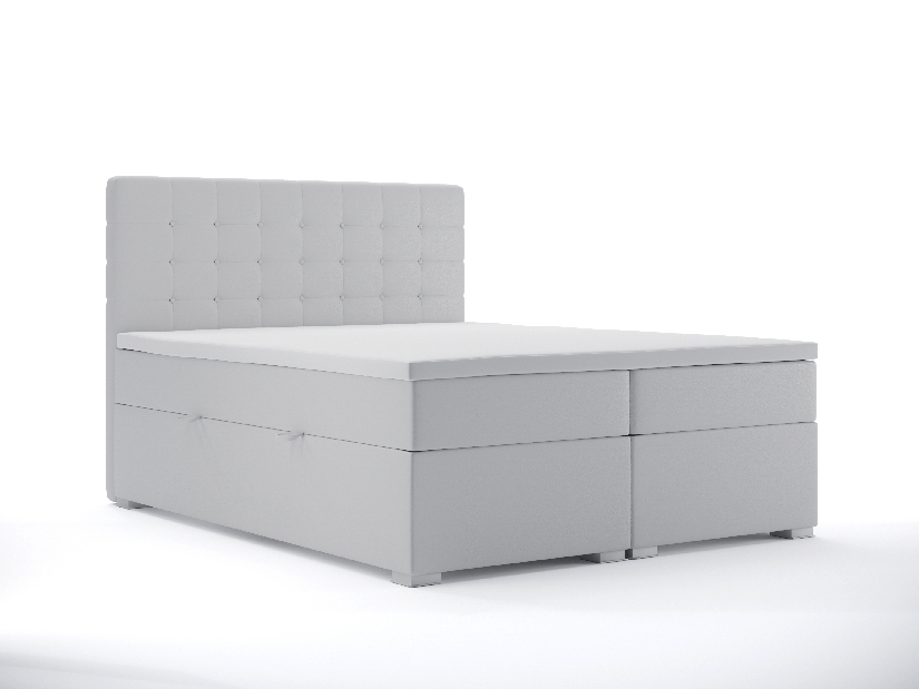 Kontinentální postel 180 cm Clady (bílá ekokůže) (s úložným prostorem)