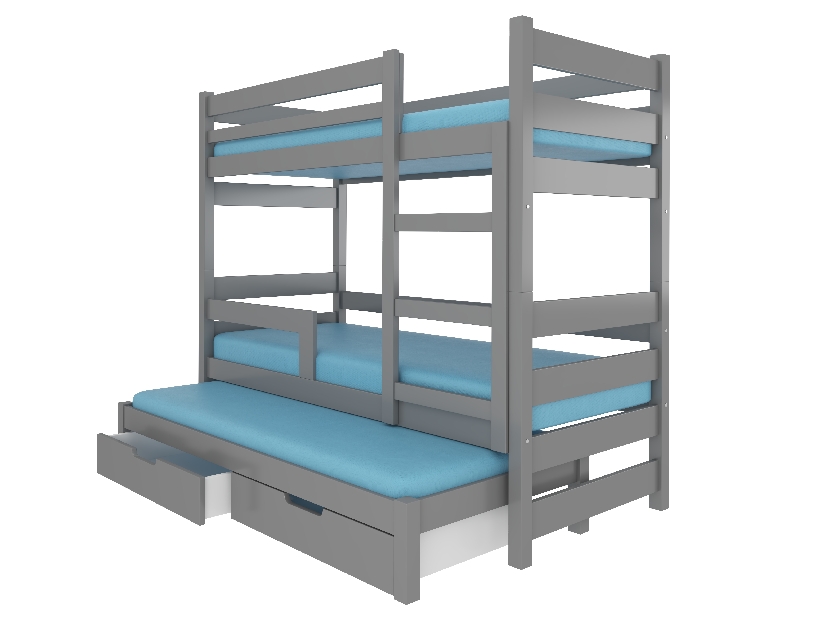 Patrová dětská postel 180x75 cm Karin (s roštem a matrací) (šedá)