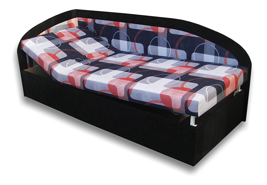 Jednolůžková postel (válenda) 80 cm Krista (černá + vícebarevné) (L) *výprodej
