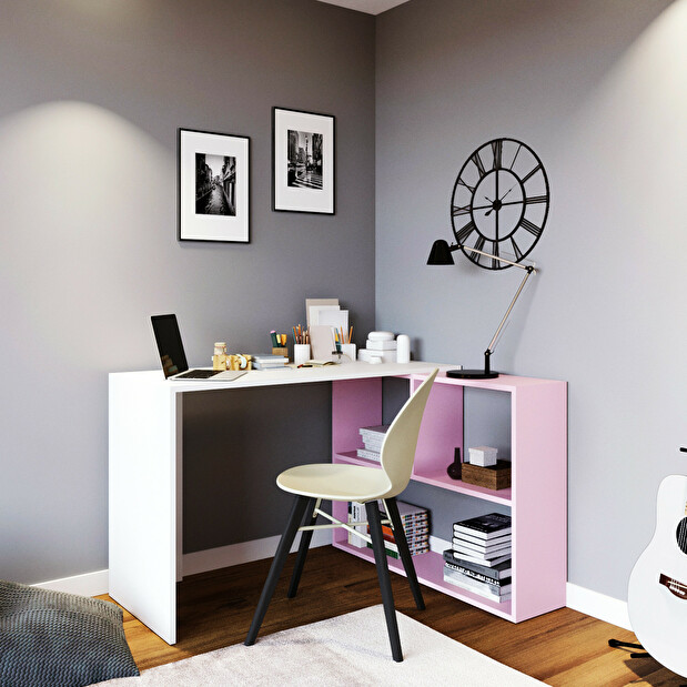 PC stolek Candice (Bílá + Růžová)