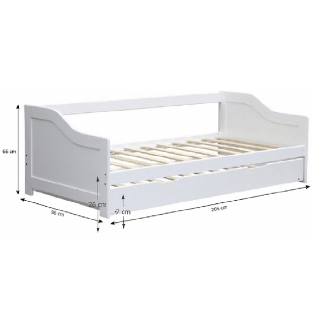 Dětská postel s přistýlkou 90 cm Intaria (bílá)