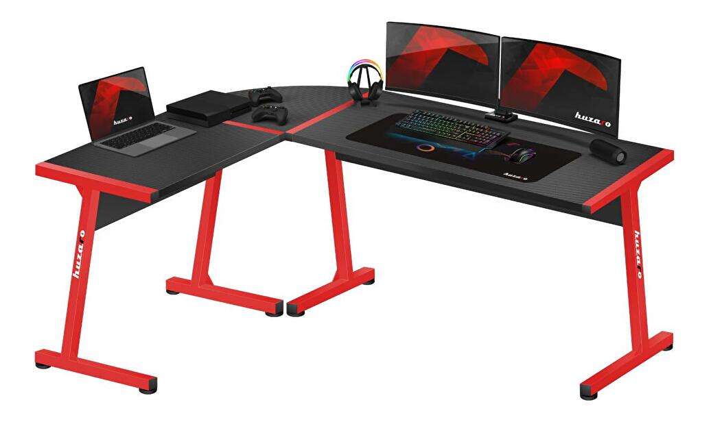 Rohový PC stolek Hyperion 6.0 (černá + červená)