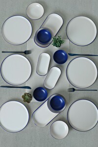 Snídaňová souprava (18 ks.) Mono (modrá + bílá)