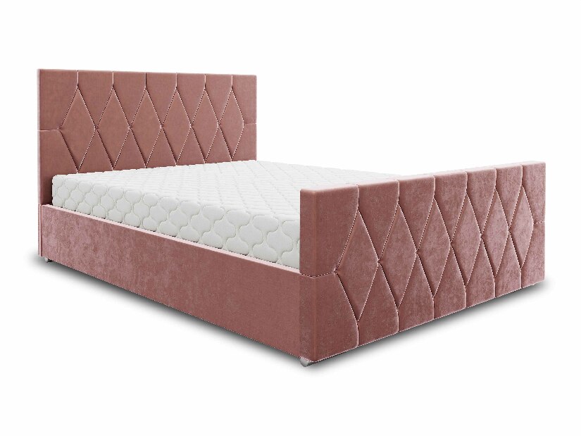 Manželská postel 160 cm Alex (světle růžová) (s roštem a úložným prostorem)