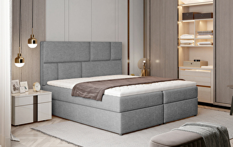 Manželská postel Boxspring 180 cm Florio (světle šedá) (s matracemi a úl. prostorem)