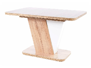 Rozkládací jídelní stůl 120-160 cm Cecila (dub wotan + bílá mat) (pro 4 až 6 osob)